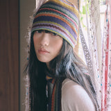 hippie stripe beanie purple