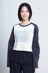 オープンアームホールハートラグラン ½Tシャツ (charcoal/ivory)