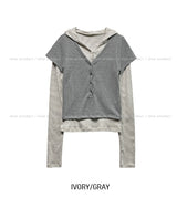 Or Stripe Layered SET - Short Sleeve, Hood
