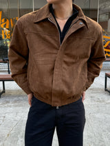 Brandt incision suede cropped jacket