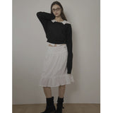 FREEZIA MIDI SKIRT-WHITE