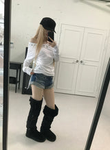 アイレットパンチングシャーリングロングTシャツ(4 color)