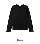 Tove Waffle Henley Neck Long Sleeve Tee