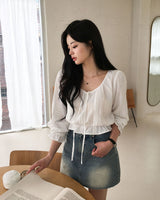[MADE] Lower, frill long sleeve blouse
