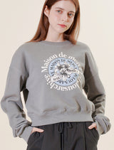 Women's Lees Pigment スモーキークロップドスウェットシャツ ライトグレー (FCF1TS207W)