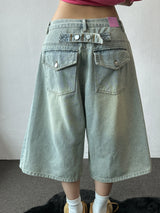 If Side Pintuck Denim Bermuda Shorts 3color