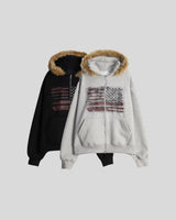 OW Raccoon Crop Hooded Zip-Up (2C)