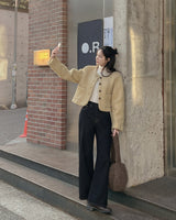 フリースワイドデニムパンツ