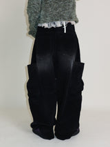 Square pocket balloon fit corduroy pants