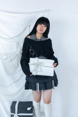 laceup ribbon knitset(black)