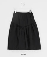 Kira Shirring Cut Nylon Midi Skirt