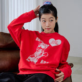 HEART CAT SWEATSHIRTS (RED)