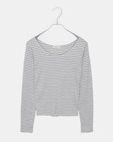 イボンヌストライプスリムフィット長袖Tシャツ
