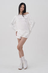 Soft Club one-shoulder sweatshirt, White