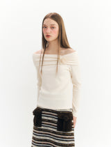 ミンキーオフショルダーTシャツ (Ivory)