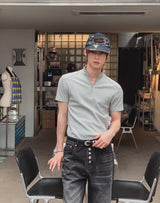 ジデン ハーフジップ リブ ショートスリーブ Tシャツ