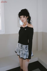 Halterneck Lace Layered Two-Piece Knitwear