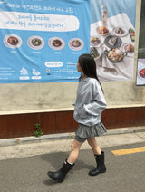 ハロミシャーリングリブバンディングスカートパンツ