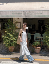 #Diamond Flower Embroidery Sleeveless Long Dress (3color)