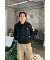 Coated denim trucker jacket