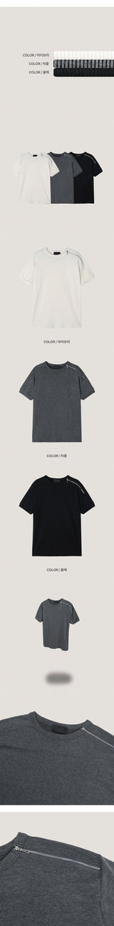 [S/S] サイドジッパーハーフニットTシャツ(3color)