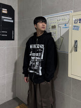トゥーンフード付きジップアップ