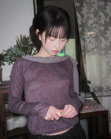 (3color) ドットリボンタイシャーリングネックニットトップス