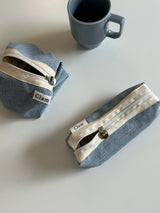 Clam round pencilcase _ Corduroy warm blue