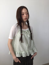 Floral ribbon sleeveless top (2color)