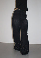 EYELET DENIM PANTS