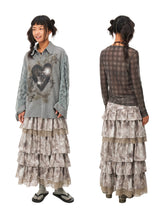 Crushed textured lace panelled snake print cake dress