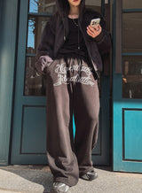 Zenith embroidered brushed wide pants