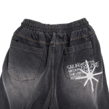 motif pintuck denim pants