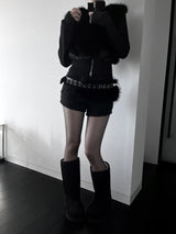 eyelet fur belt (2color)