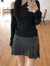 Ribbon One Shoulder Knitwear (4 colors)
