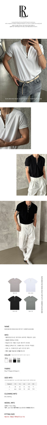 [S/S] Round neck half zip up t-shirts (4color)