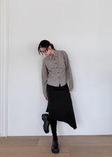 SHIRRING COTTON CHECK SHIRT