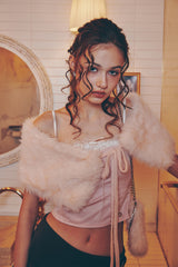 ソフィア ファーケープ ピンク