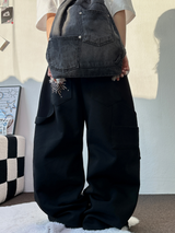 SUNNY SIDE UP☀CARPENTER TWO PINTUCK PARACHUTE BALLOON SWEAT PANTS 🖤🤍🩶3COLOR