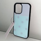 [MADE] [+MagSafe]ドットパッチ スマホケース_ミント(glass black bumper)