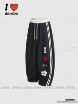 Embroidered letter wide banding sweat pants