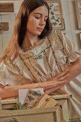 ULLALA PAJAMA Edit Short-sleeve Two-piece Cream[24160WTSSN]