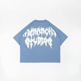 HIERARCHY STUDIOS TMTNW - ブルーバーンアウトワイドオーバーサイズTシャツ