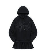Angel Layered Skirt Hood T-shirt - BLACK