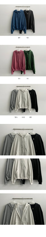 Odo Tantan Zurry Oversized-Fit Plain Hooded Zip-Up (7 colors)