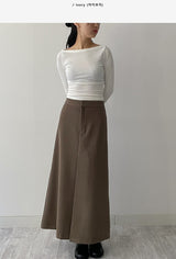 [Brushed Lining] リブボートネック長袖Tシャツ