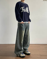 フェイスレタリングニット