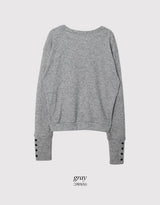 Cuff Button Deep V-neck Knit (2color)