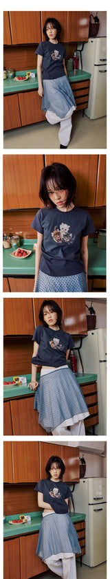 スリーベイビーキャッツスリムTシャツ - チャコール