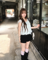 Eyelet belted shorts